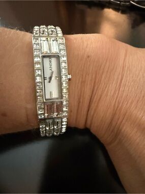 DKNY Silver Crystal Bangle Bracelet Watch